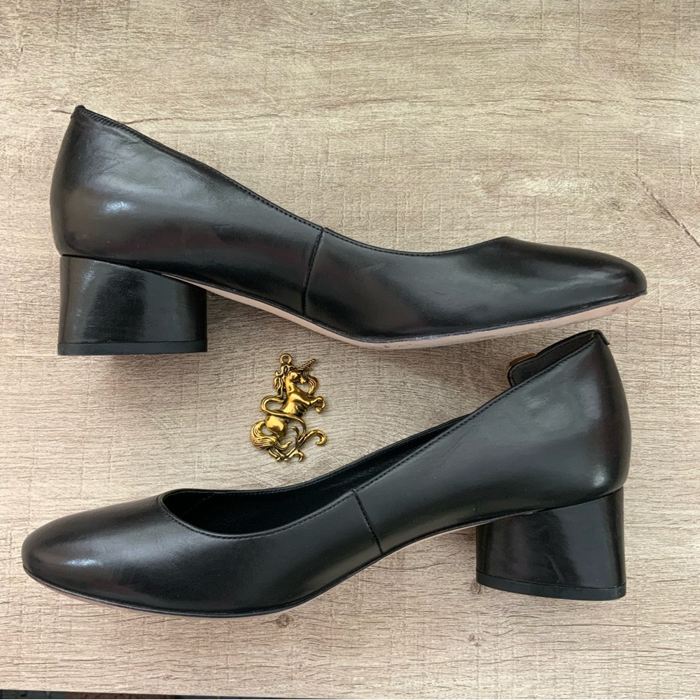 Tory Burch Elizabeth Black Leather Pumps Heels ~ Size 6.5 - Picture 4 of 12